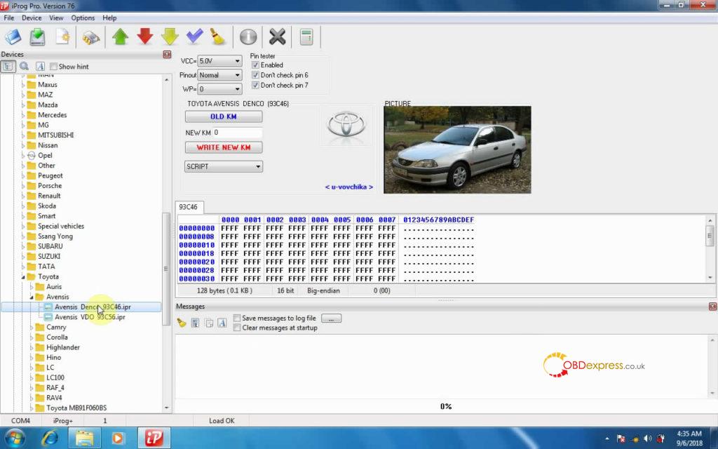 iprog-v76-read-write-km-on-toyota-avensis-13