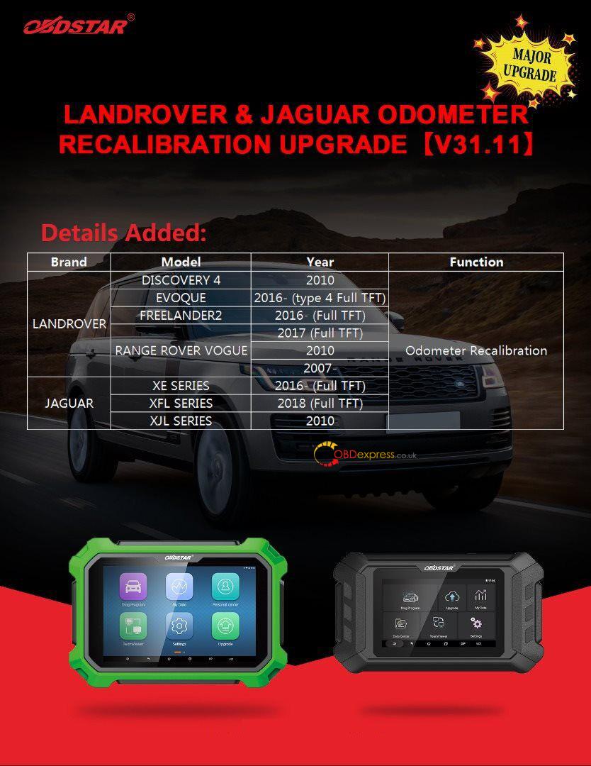 LANDROVER, JAGUAR adjustment odometer function upgrade: support more models