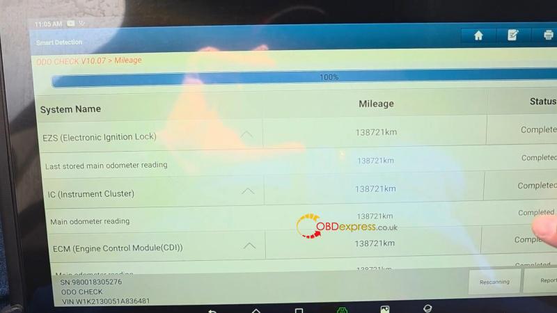 LAUNCH X431 PAD7 Query Actual Mileage of Mercedes-Benz W213
